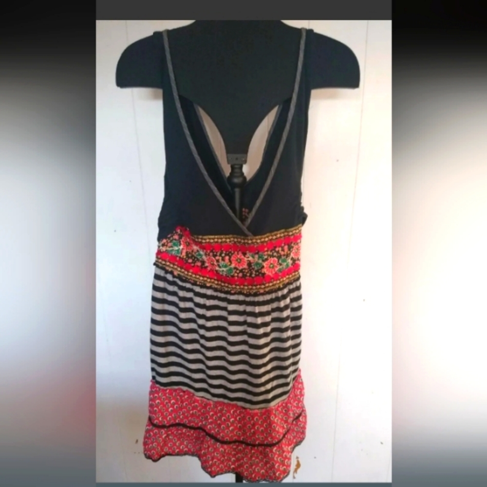 Free People Floral and stripes Print Dress size 12